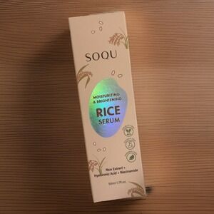 Korean SOQU Rice Serum Moisturizing & Brightening 1.7 fl oz Niacinamide Exp 2028